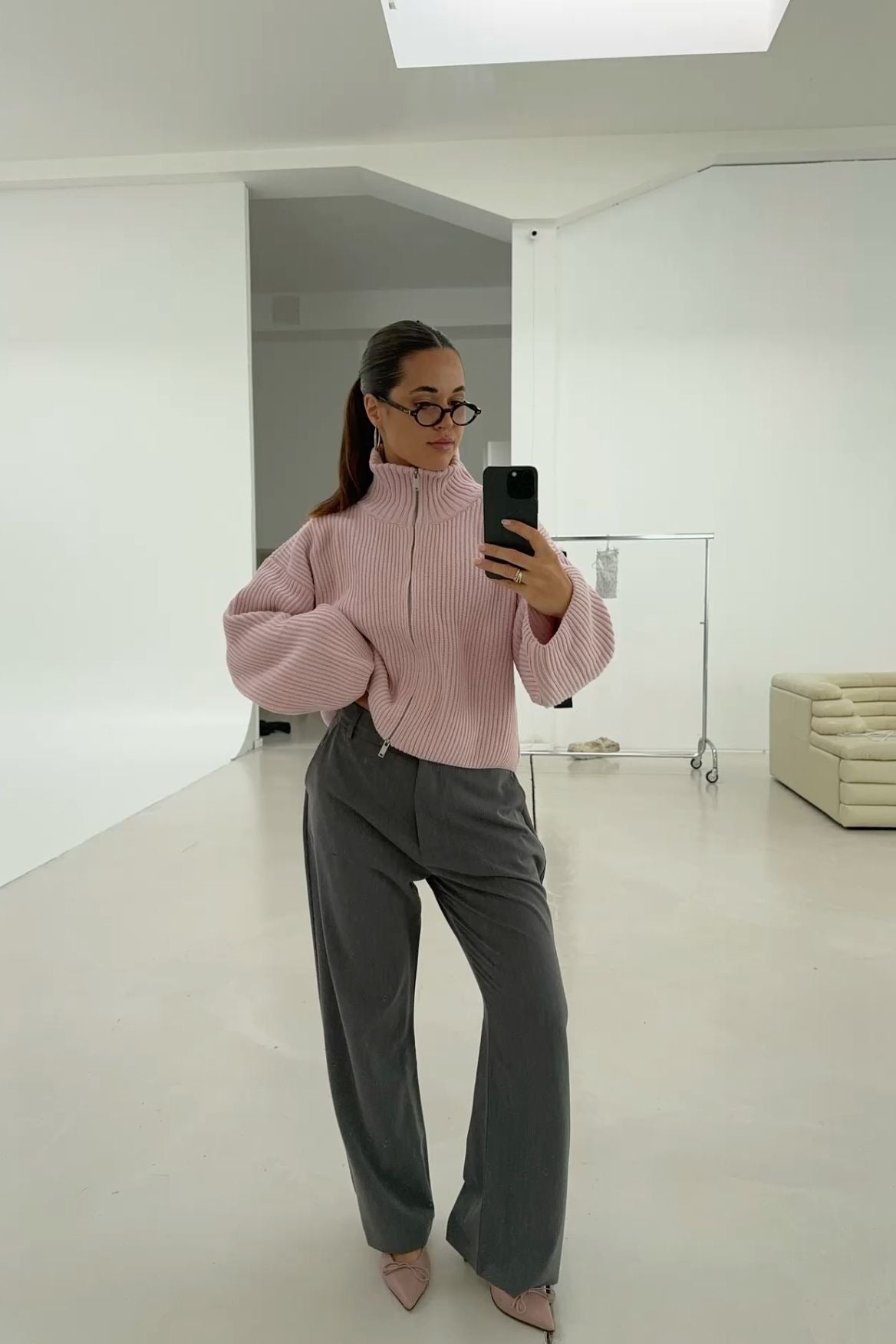 Daniela Cárdigan Oversized de Punto Canalé con Cremallera