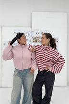 Daniela Cárdigan Oversized de Punto Canalé con Cremallera