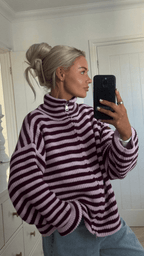 Hanna suéter de cuello alto a rayas