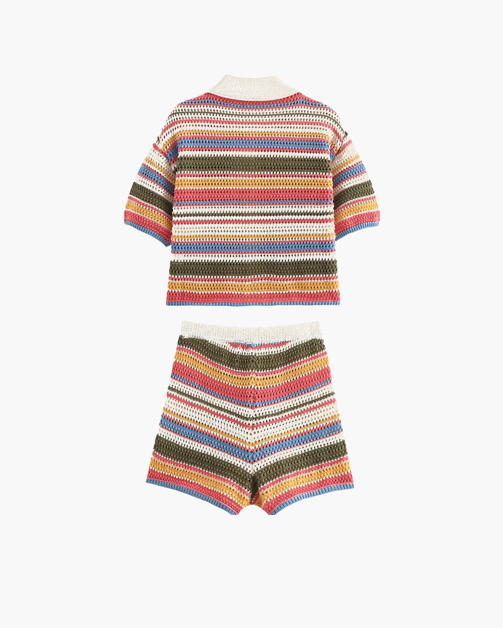 Conjunto Jasmin de suéter corto crochet y shorts