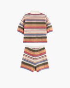 Conjunto Jasmin de suéter corto crochet y shorts