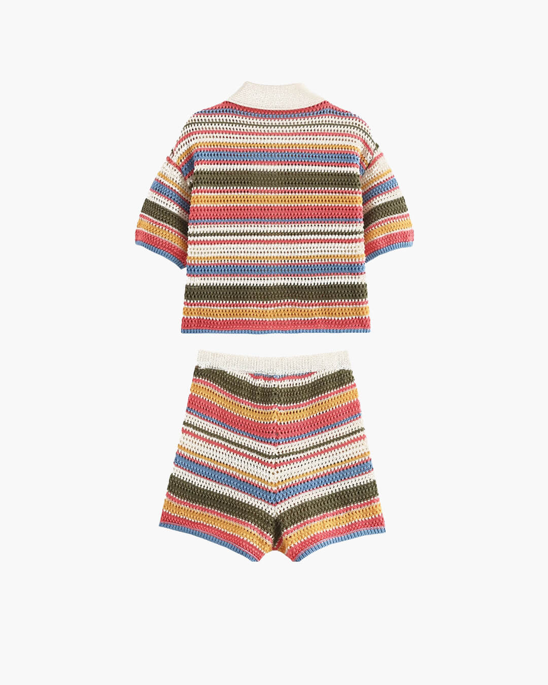 Conjunto Jasmin de suéter corto crochet y shorts