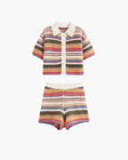 Conjunto Jasmin de suéter corto crochet y shorts