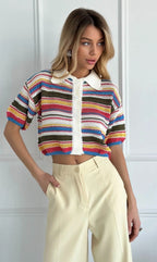 Conjunto Jasmin de suéter corto crochet y shorts