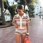 Conjunto Jasmin de suéter corto crochet y shorts