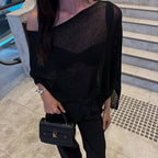 MARTINA | Top asimétrico tipo poncho transparente