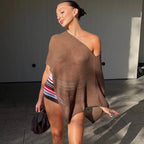 MARTINA | Top asimétrico tipo poncho transparente