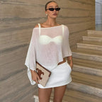 MARTINA | Top asimétrico tipo poncho transparente