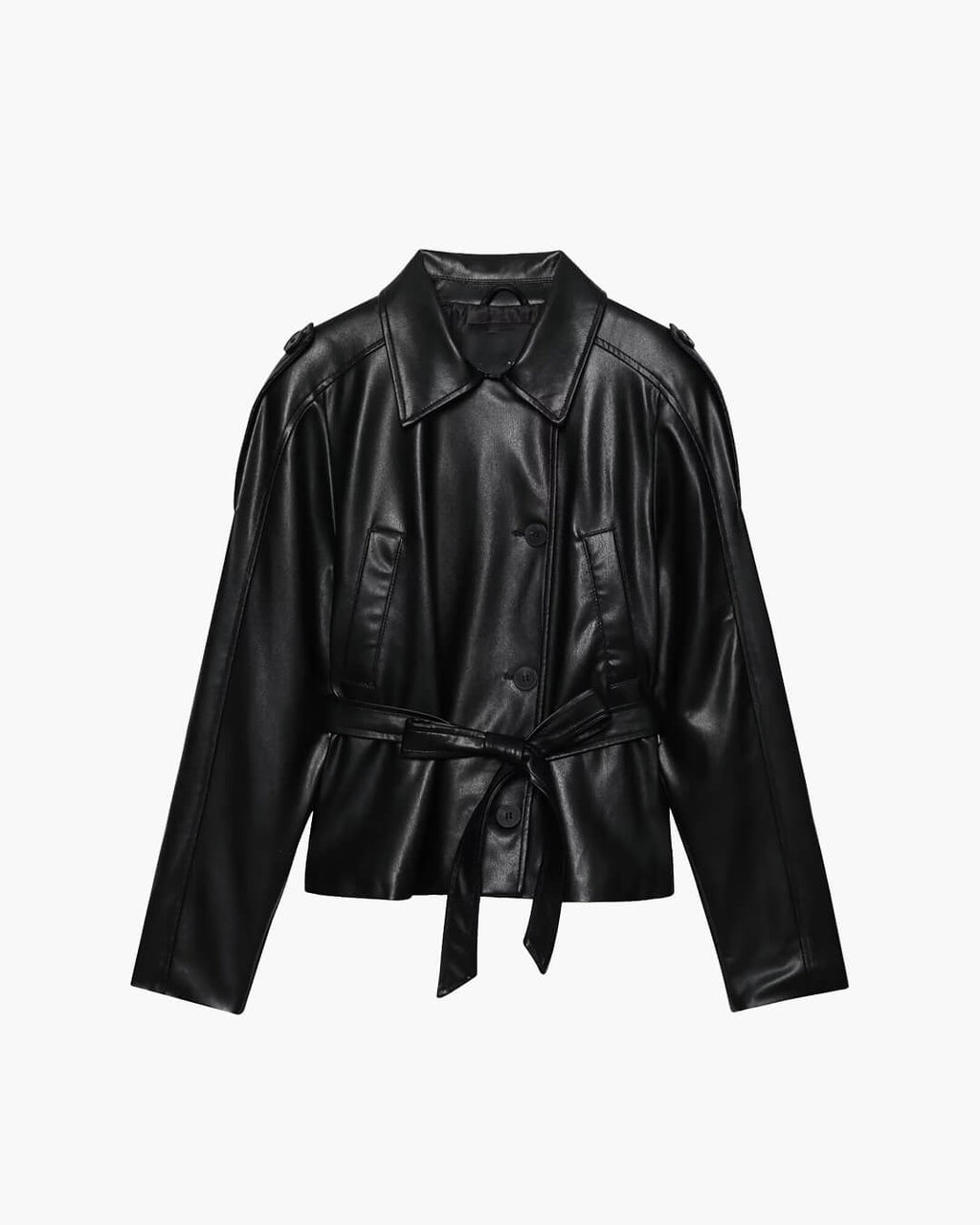 Chaqueta Tabitha de polipiel con cinturón