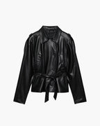 Chaqueta Tabitha de polipiel con cinturón