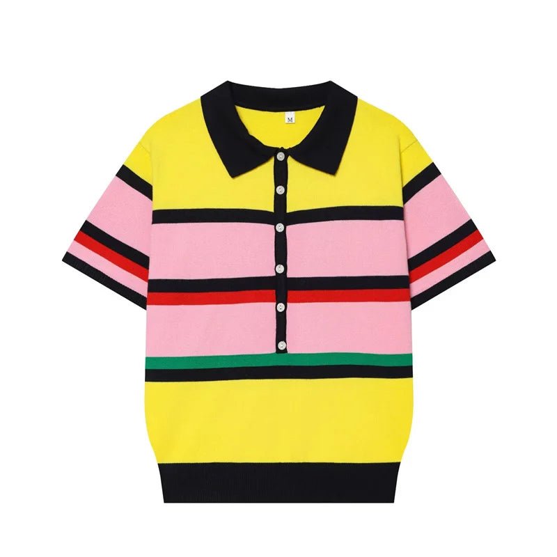 Top polo de punto Claudia Colorblock