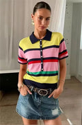 Top polo de punto Claudia Colorblock