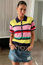 Top polo de punto Claudia Colorblock