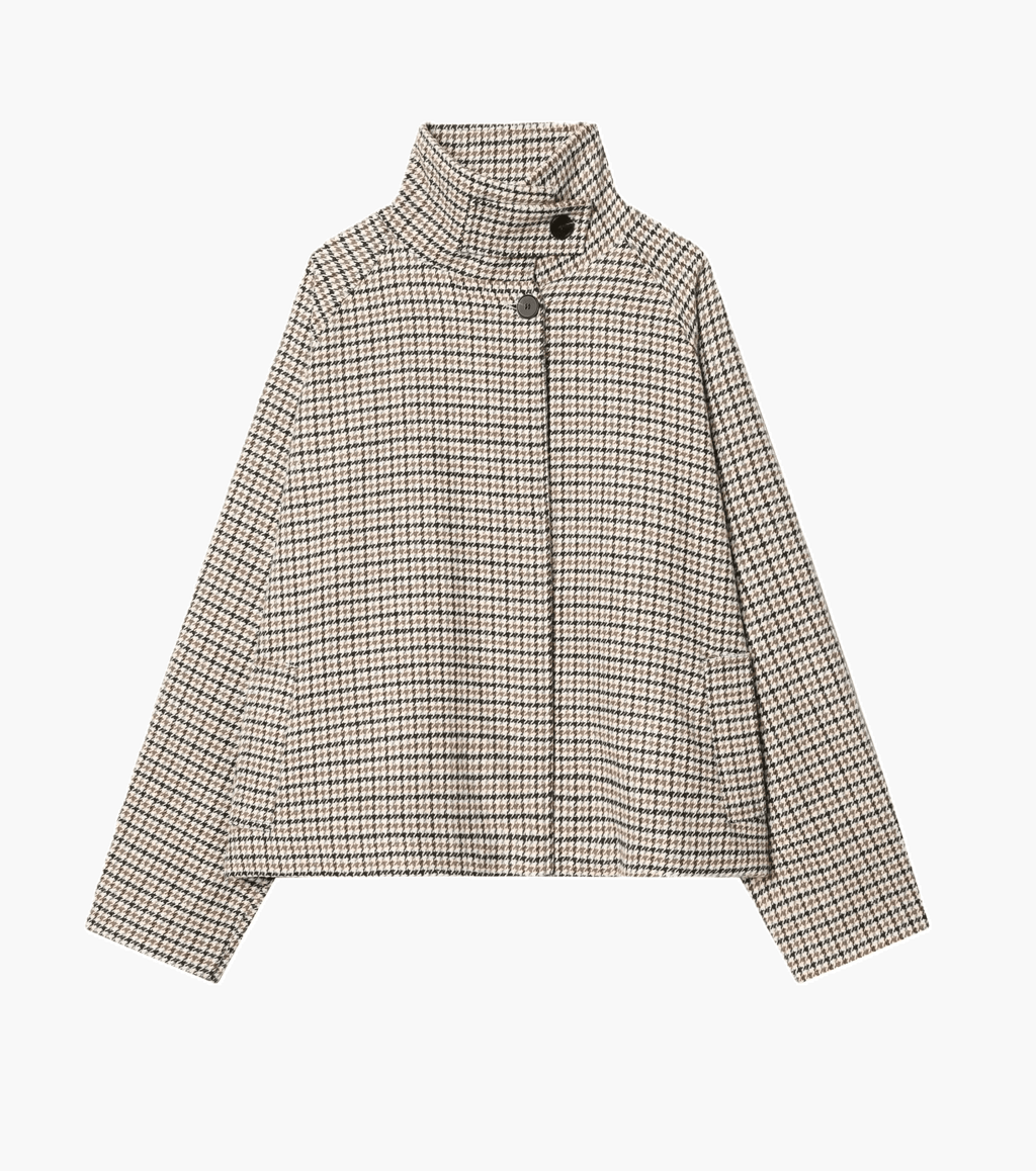 Chaqueta corta Amelia con cuello alto y pata de gallo