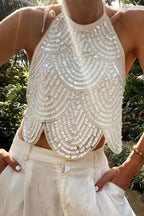 Sophia top halter de lentejuelas