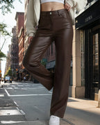 Pantalones clásicos Cassy de cuero vegano