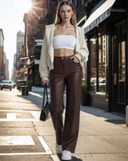 Pantalones clásicos Cassy de cuero vegano