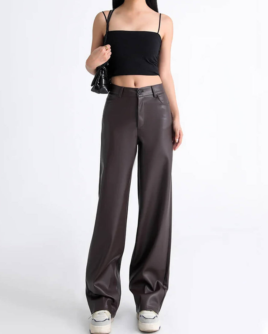 Pantalones de talle alto Giselle de piel vegana
