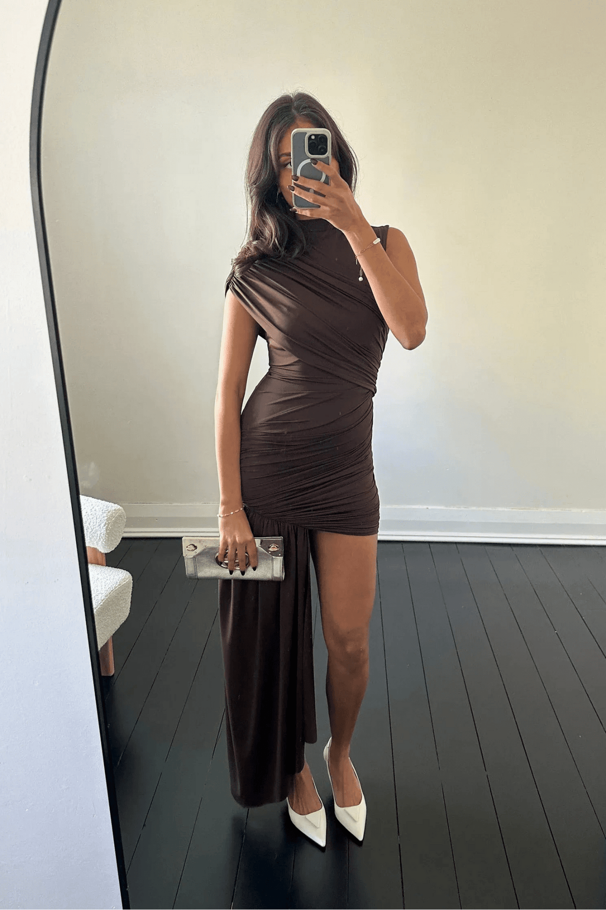 Vestido mini Jenny con cuello alto fruncido