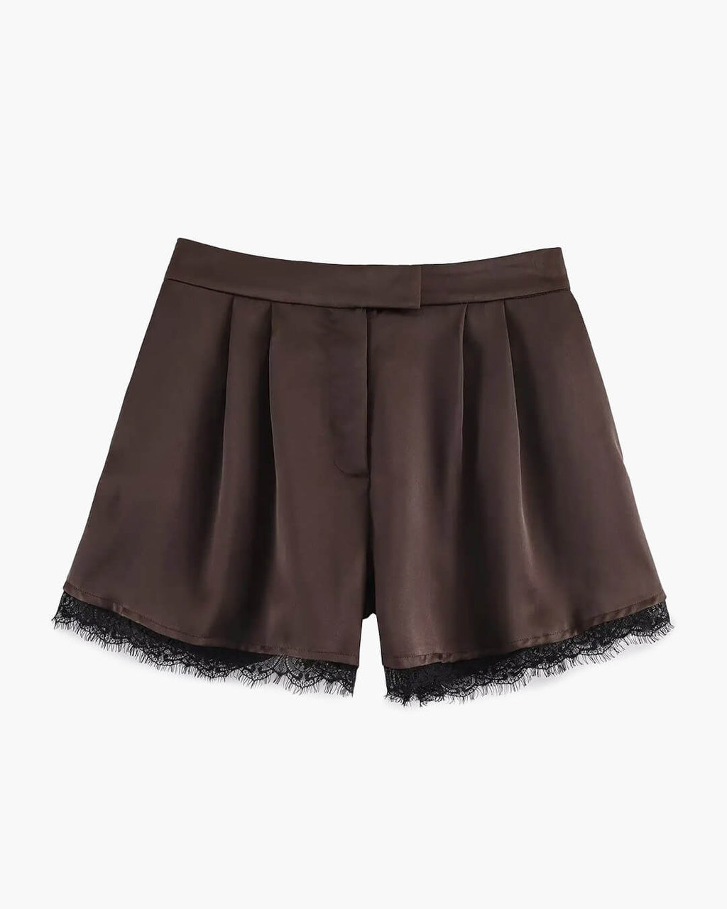 Shorts mini Xylia de satén con encaje