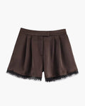 Shorts mini Xylia de satén con encaje