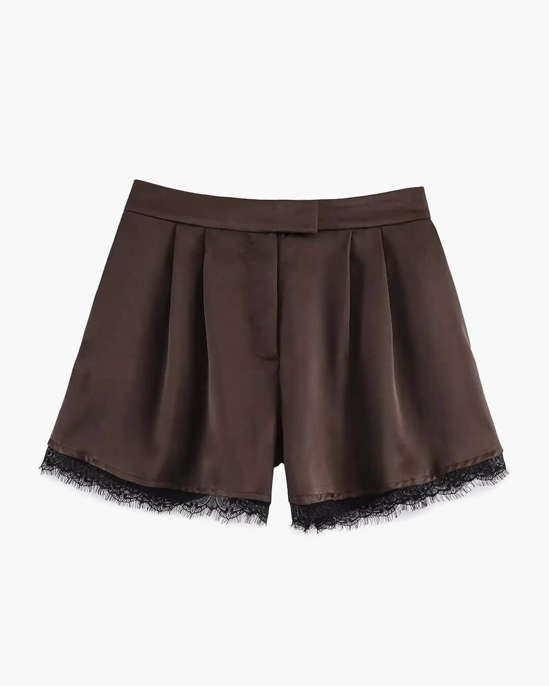 Shorts mini Xylia de satén con encaje