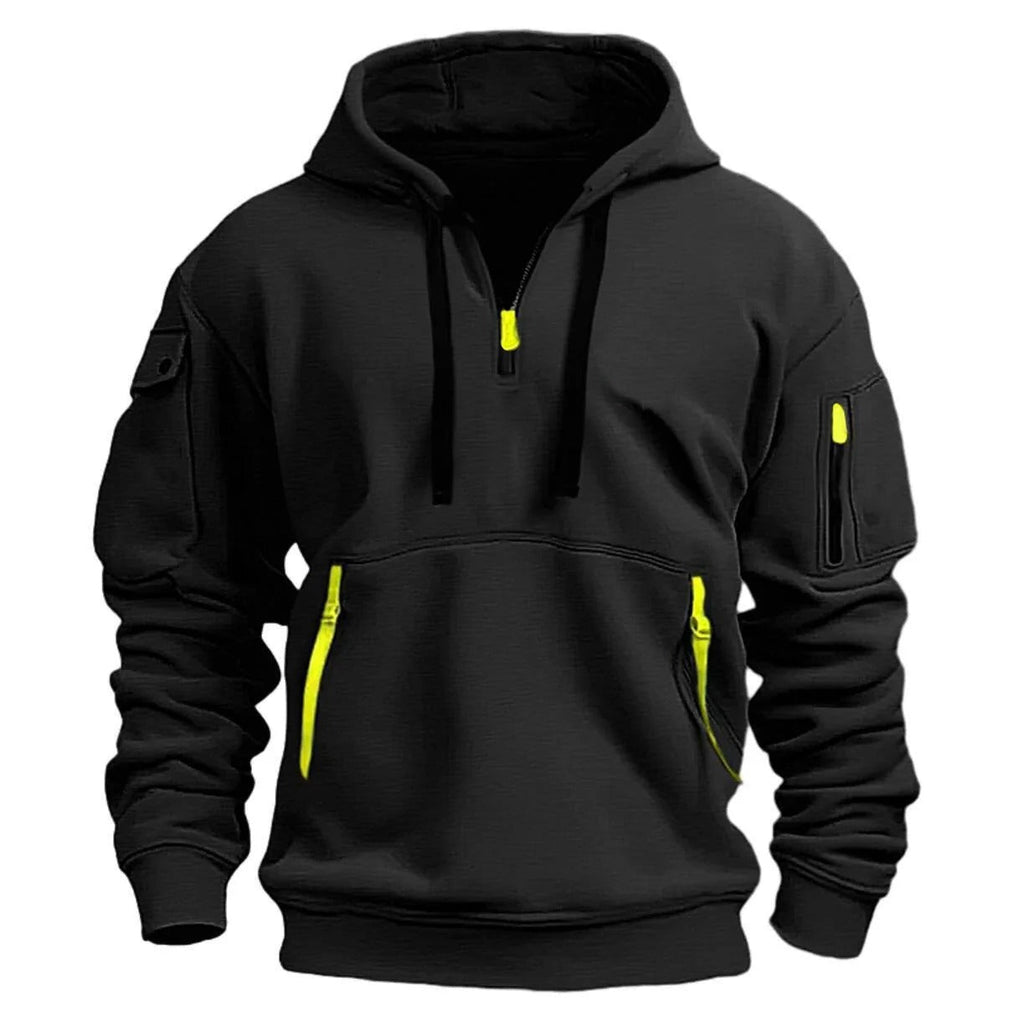 Sudadera con capucha para hombre con media cremallera – Comodidad y estilo moderno