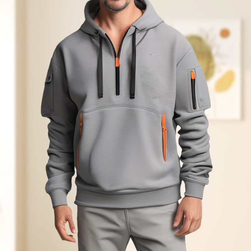 Sudadera con capucha para hombre con media cremallera – Comodidad y estilo moderno