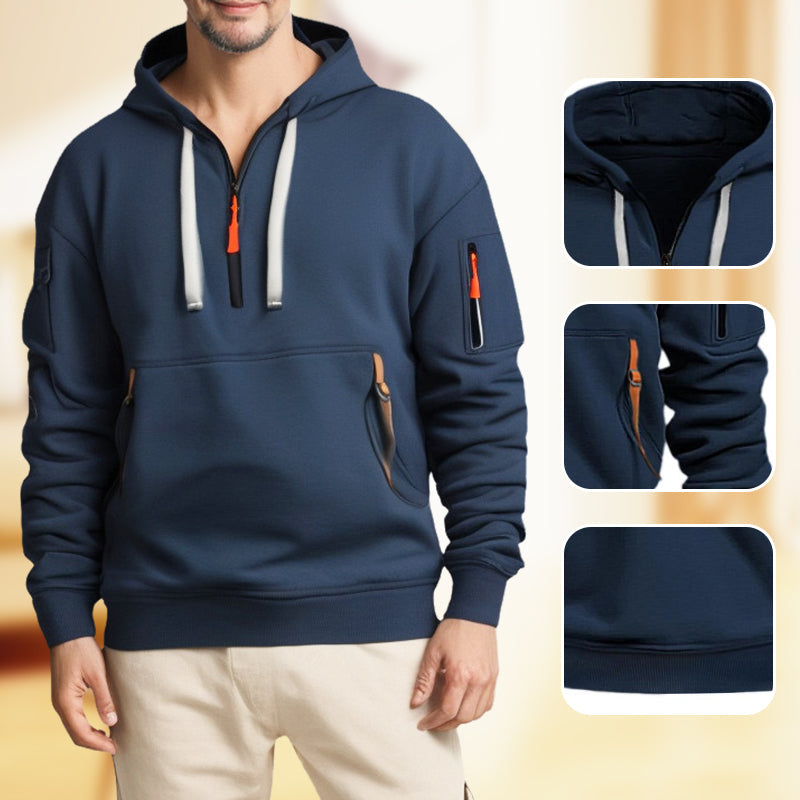 Sudadera con capucha para hombre con media cremallera – Comodidad y estilo moderno