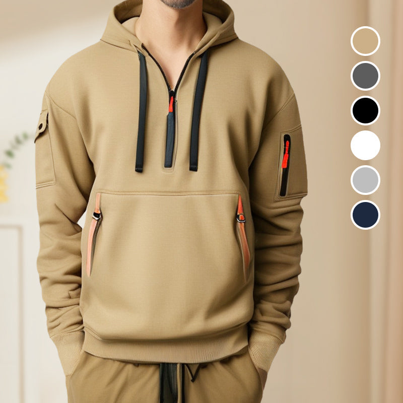 Sudadera con capucha para hombre con media cremallera – Comodidad y estilo moderno