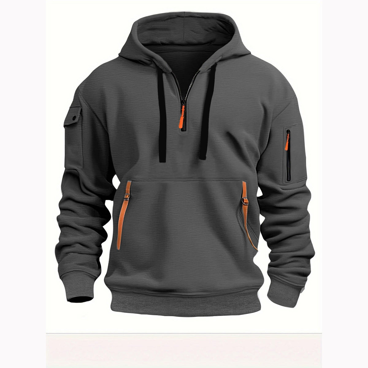 Sudadera con capucha para hombre con media cremallera – Comodidad y estilo moderno