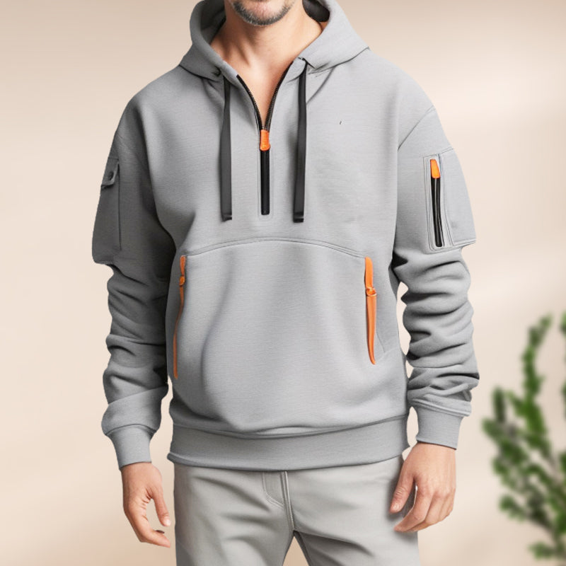 Sudadera con capucha para hombre con media cremallera – Comodidad y estilo moderno