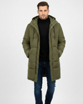 Gabardina larga impermeable y abrigada para hombre – Elegancia invernal con capucha
