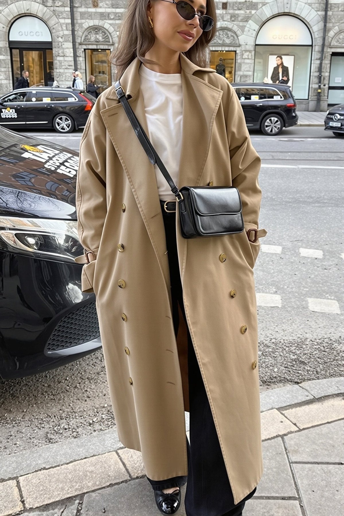 Trench Melissa clásico cruzado de doble botonadura