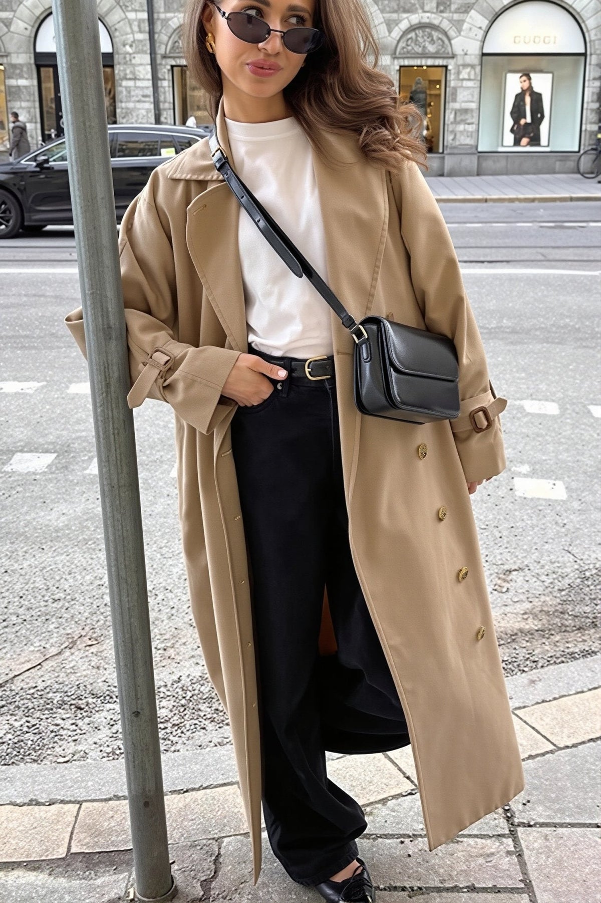 Trench Melissa clásico cruzado de doble botonadura