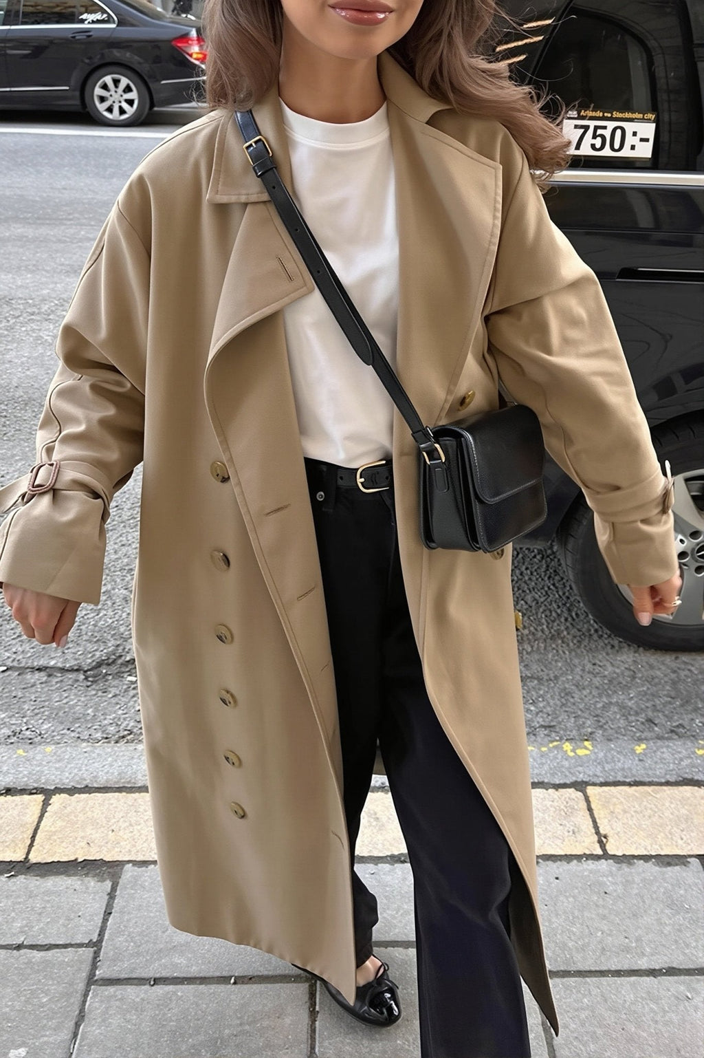 Trench Melissa clásico cruzado de doble botonadura