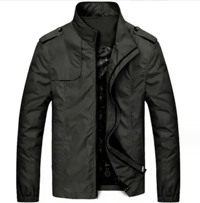 Chaqueta cargo casual para hombre - Múltiples bolsillos y cuello con cremallera