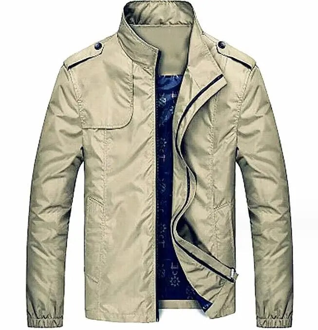 Chaqueta cargo casual para hombre - Múltiples bolsillos y cuello con cremallera