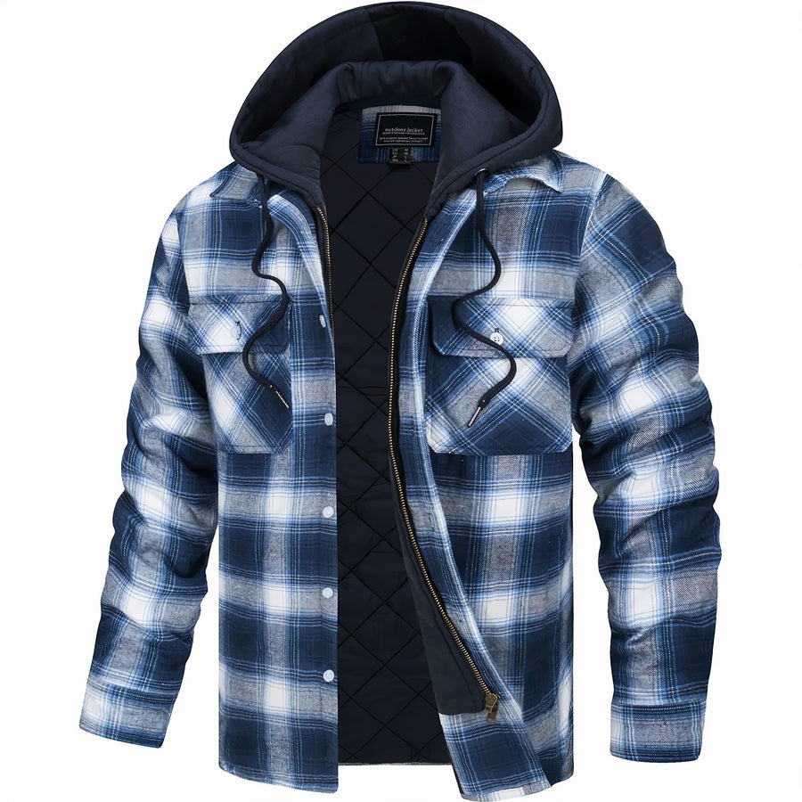 Chaqueta con Capucha para Hombre - Cuadro Clásico Pata de Gallo – Otoño