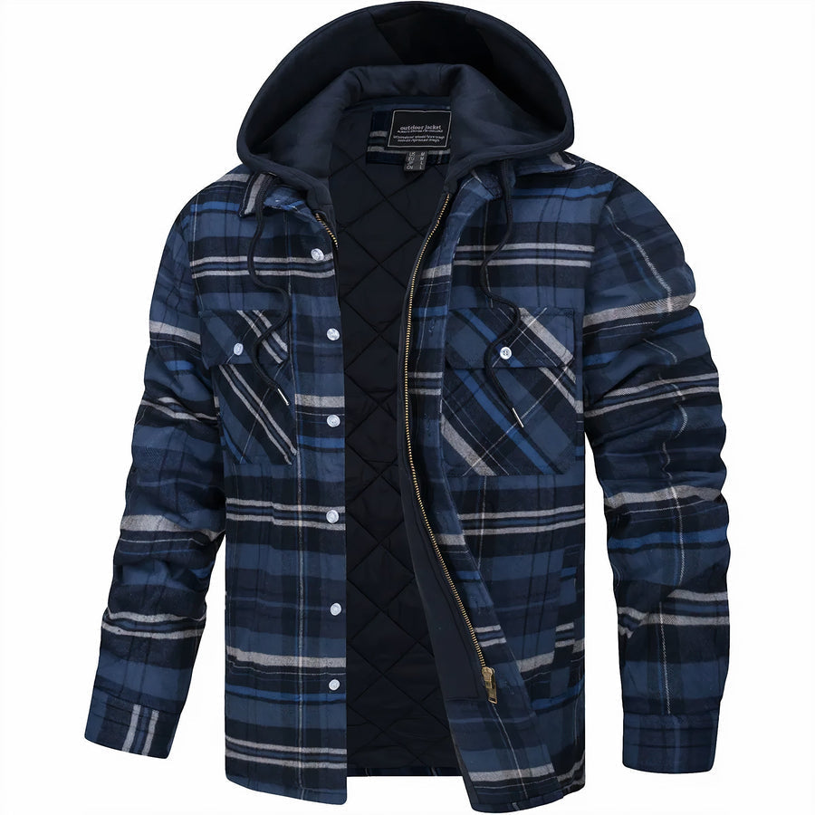 Chaqueta con Capucha para Hombre - Cuadro Clásico Pata de Gallo – Otoño