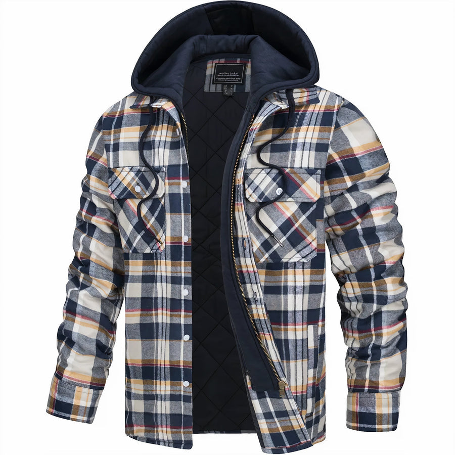 Chaqueta con Capucha para Hombre - Cuadro Clásico Pata de Gallo – Otoño