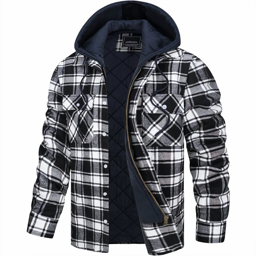Chaqueta con Capucha para Hombre - Cuadro Clásico Pata de Gallo – Otoño