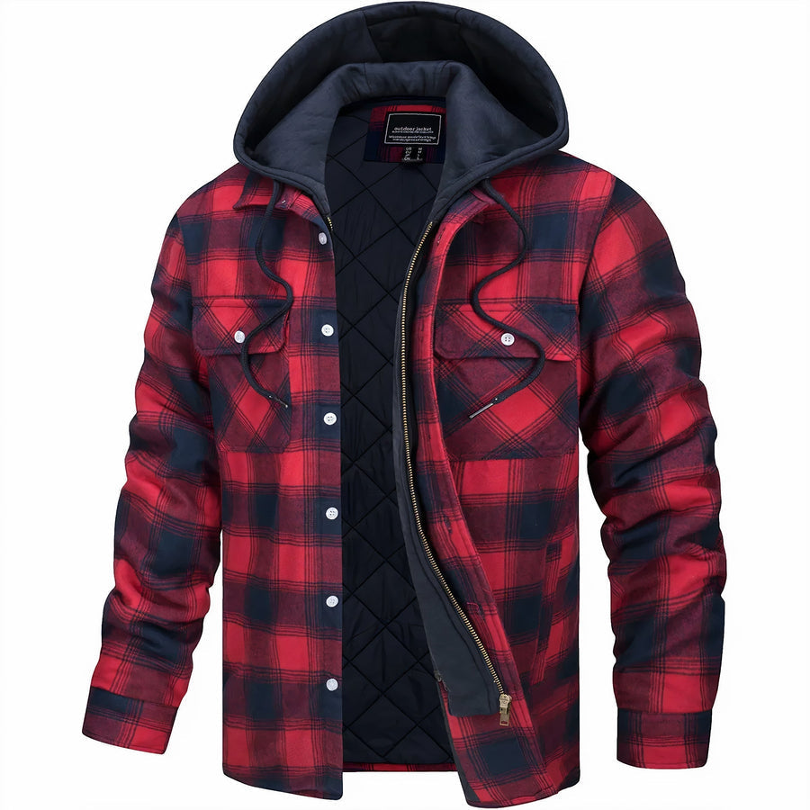 Chaqueta con Capucha para Hombre - Cuadro Clásico Pata de Gallo – Otoño