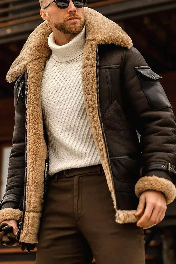 Chaqueta de aviador elegante para hombre - calidez invernal y elegancia