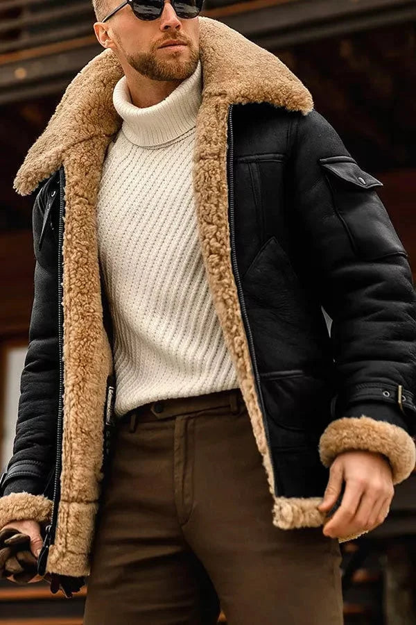 Chaqueta de aviador elegante para hombre - calidez invernal y elegancia