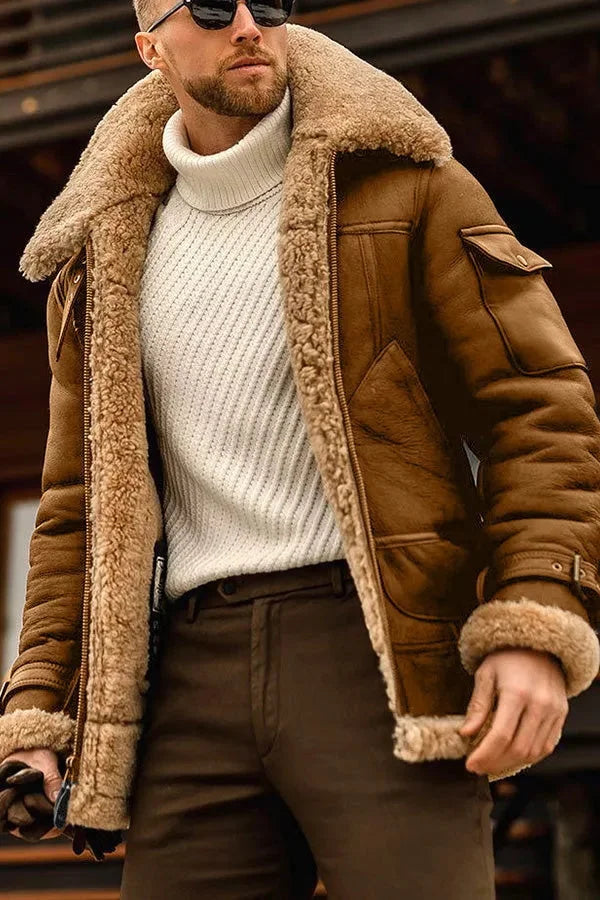 Chaqueta de aviador elegante para hombre - calidez invernal y elegancia