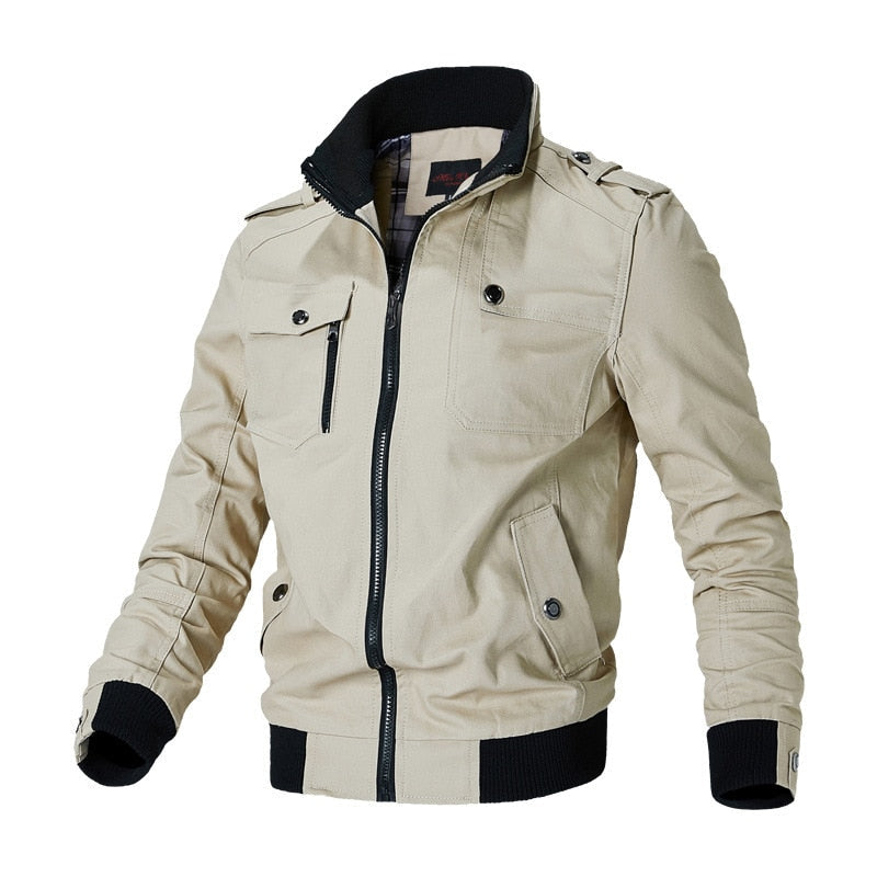 Chaqueta Bomber Táctica - Cierre de Cremallera y Bolsillo en el Pecho