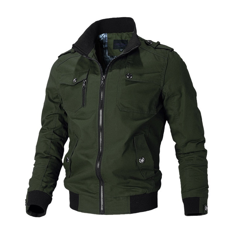 Chaqueta Bomber Táctica - Cierre de Cremallera y Bolsillo en el Pecho