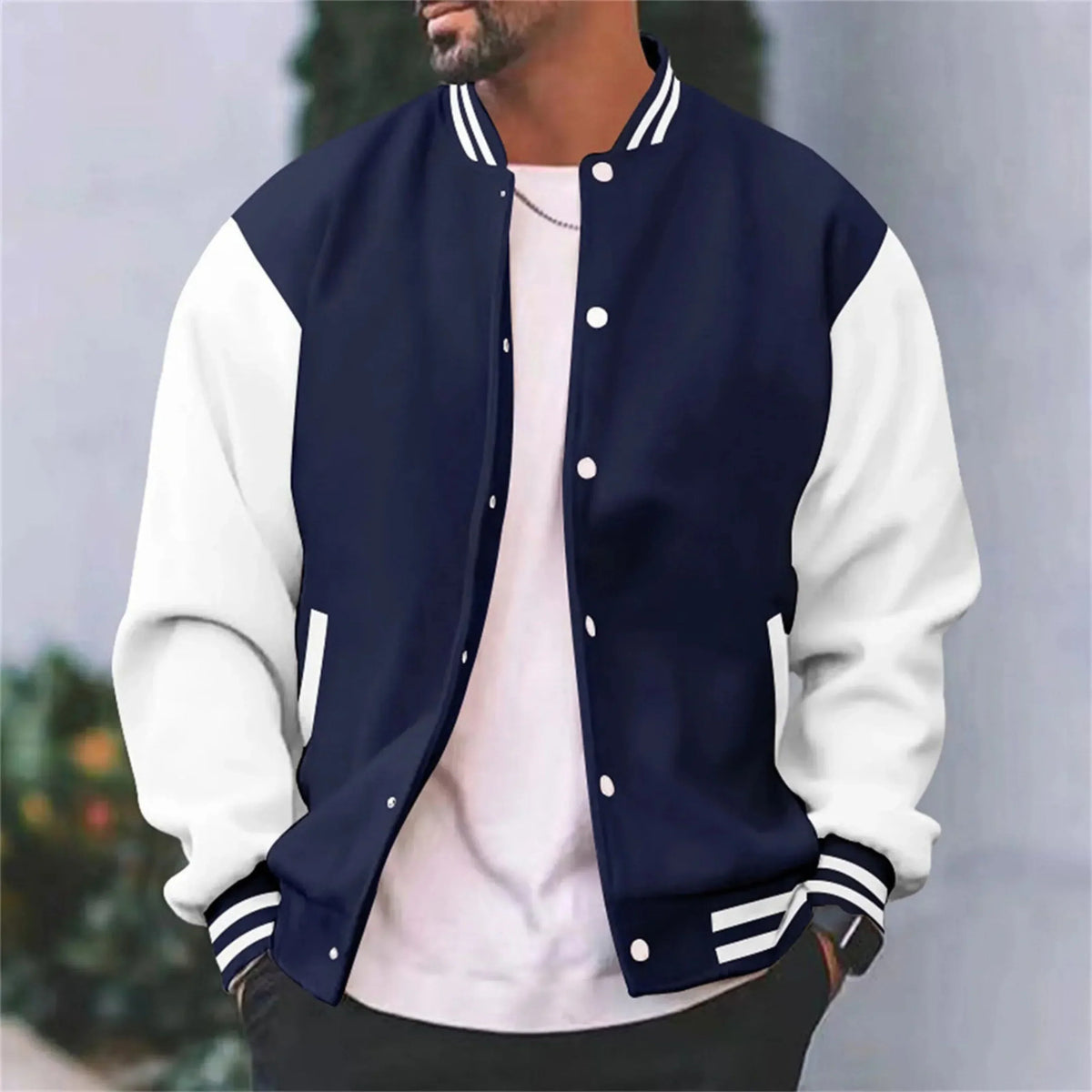 Chaqueta bomber varsity para hombre de corte entallado – Estilo moderno y cómodo