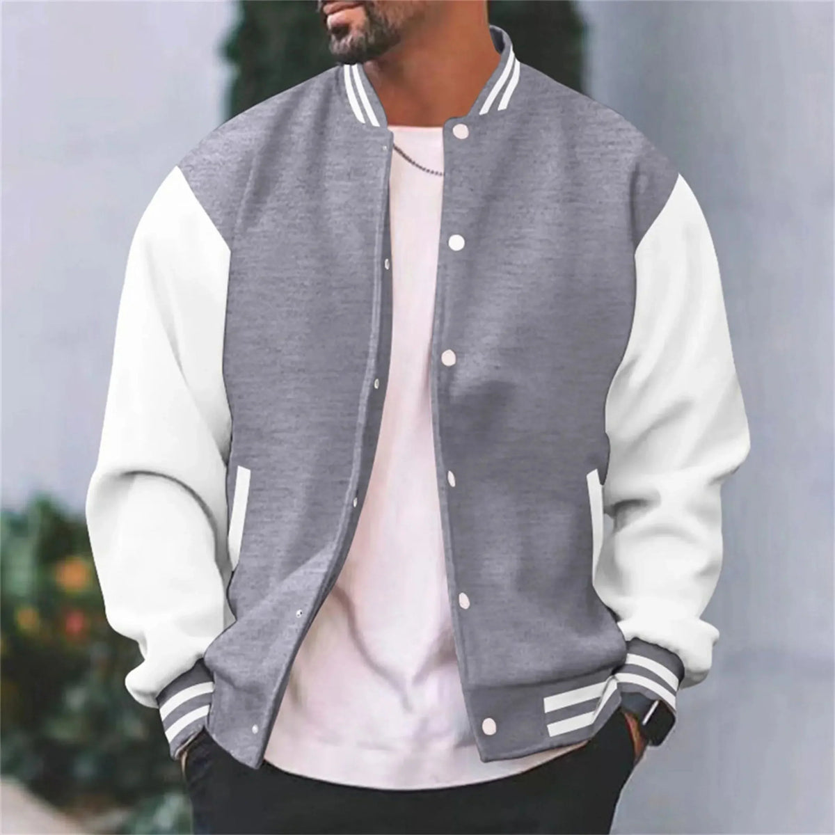 Chaqueta bomber varsity para hombre de corte entallado – Estilo moderno y cómodo